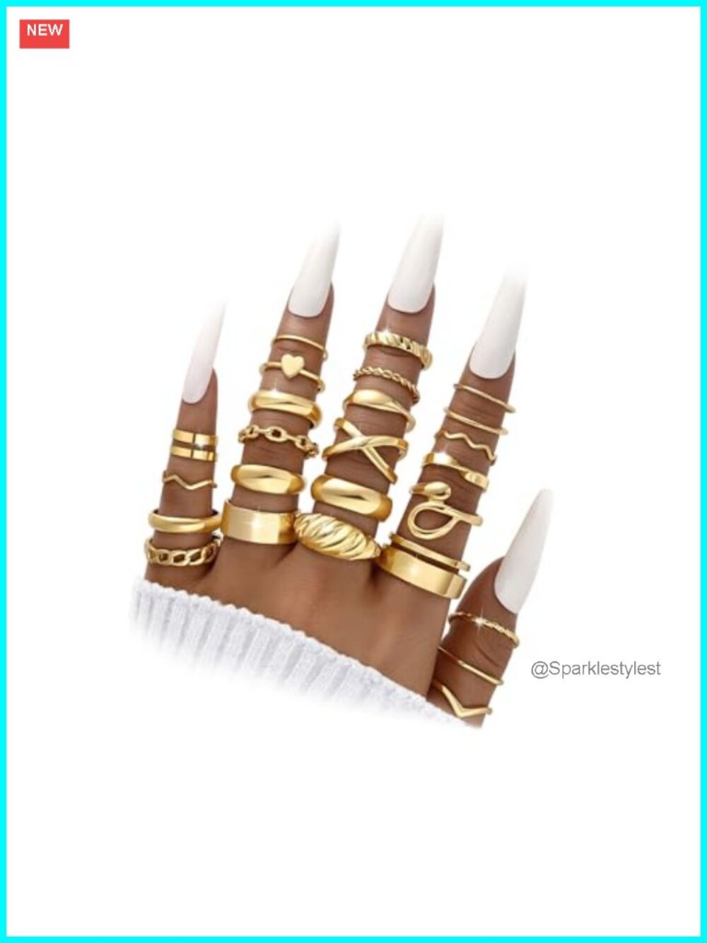 YEEZII 25 Piece Knuckle Rings Set for Women Stackable Midi Chunky Rings